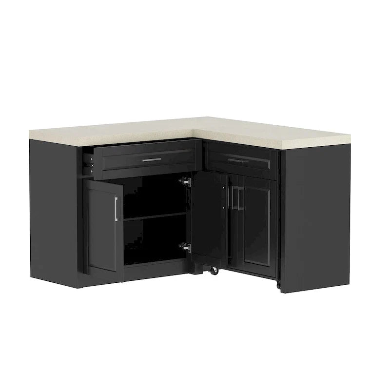 Meuble d'angle de cuisine efficace, îlot de cuisine en L: Grand espace de rangement avec tiroirs à glissière fluide – Sanzelize Design