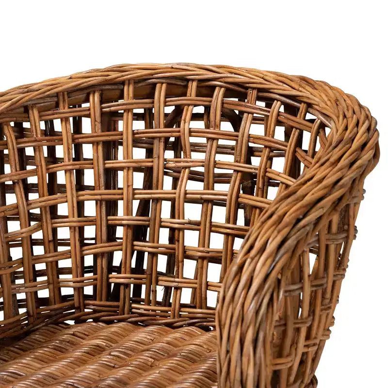 Mario Ensemble de 2 chaises de salle à manger modernes de style bohème en teck et rotin, finition marron naturel – Sanzelize Design