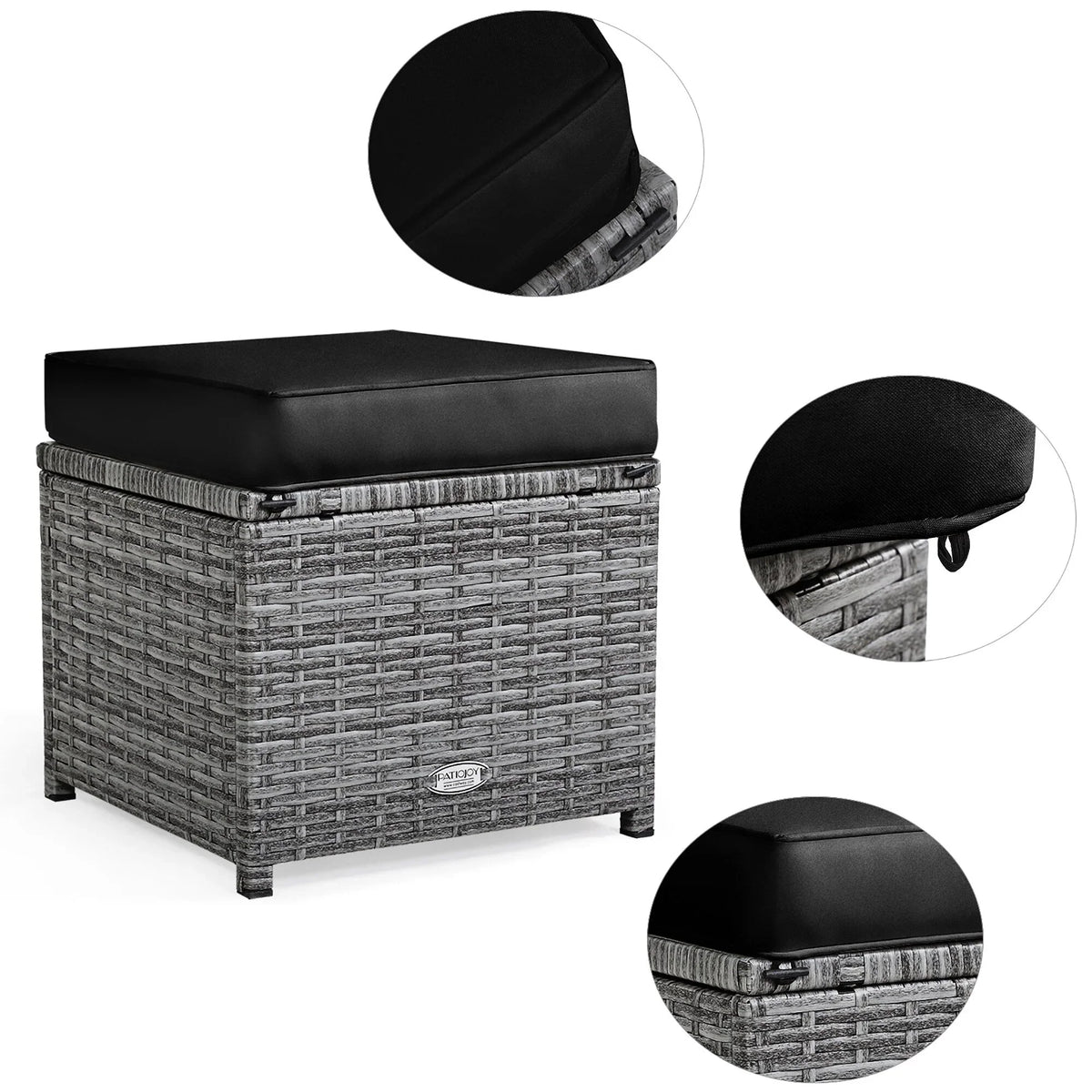 Ensemble de salle à manger 7 pièces en rotin pour terrasse, canapé sectionnel et pouf - Voir détails – Sanzelize Design