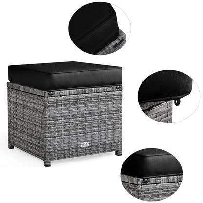Ensemble de salle à manger 7 pièces en rotin pour terrasse, canapé sectionnel et pouf - Voir détails – Sanzelize Design