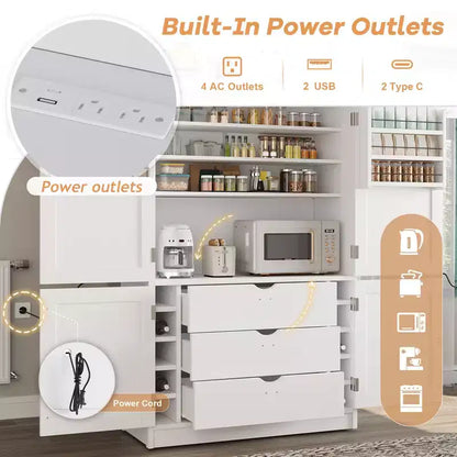Grand meuble de garde-manger de cuisine avec prises électriques – Sanzelize Design