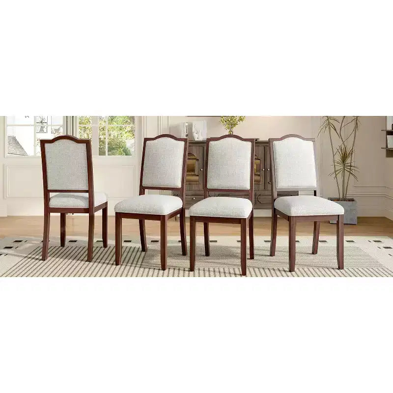Lot de 4 chaises de salle à manger de style ferme avec dossier haut et assise rembourrée – Sanzelize Design