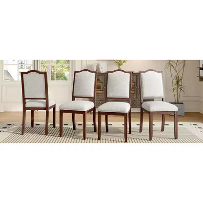 Lot de 4 chaises de salle à manger de style ferme avec dossier haut et assise rembourrée – Sanzelize Design