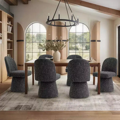 Lot de 6 chaises de salle à manger modernes sans accoudoirs, pivotantes à 360°, avec piétement tulipe – Sanzelize Design