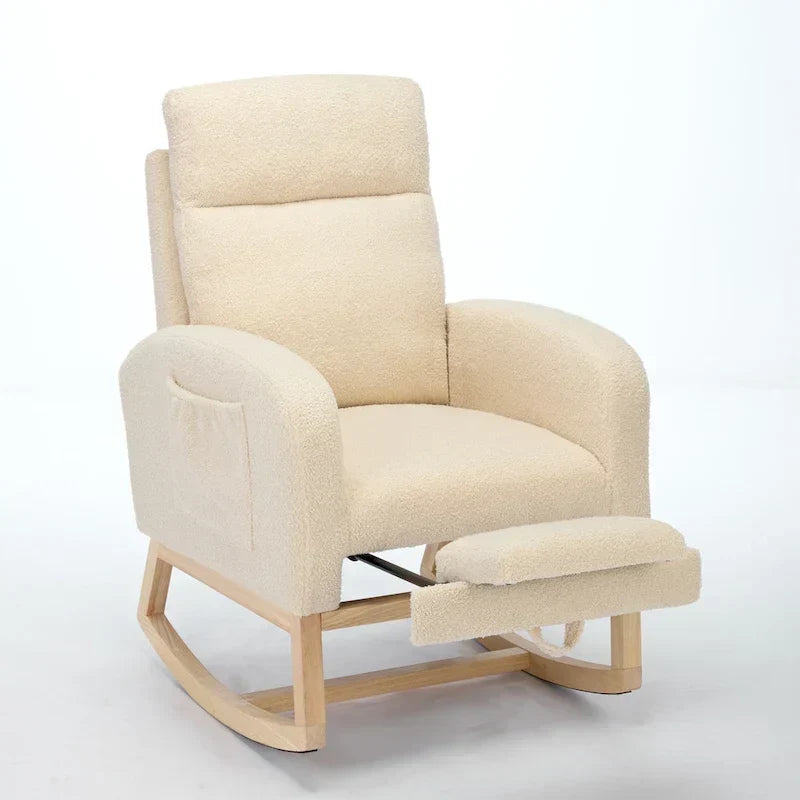 Fauteuil à bascule rembourré moderne de 75 cm de hauteur avec dossier haut – Sanzelize Design