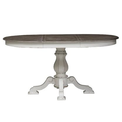Table à dîner ronde sur pied avec rallonges escamotables - 2 finitions – Sanzelize Design