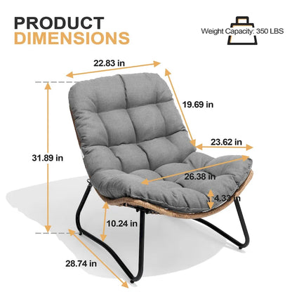 Chaises de jardin Papasan avec coussin, confortables, en rotin PE, avec table d'appoint – Sanzelize Design