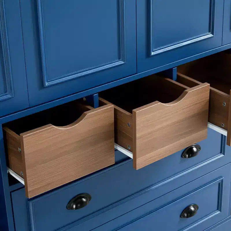 Garde-manger de cuisine autoportant de 180 cm de haut, grand buffet de salle à manger avec 4 portes pliantes, étagères – Sanzelize Design