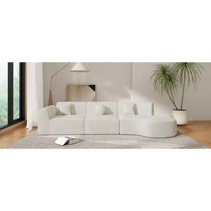 Canapé d'angle moderne incurvé de 355 cm avec méridienne, ensemble 3 pièces, pour salon – Sanzelize Design