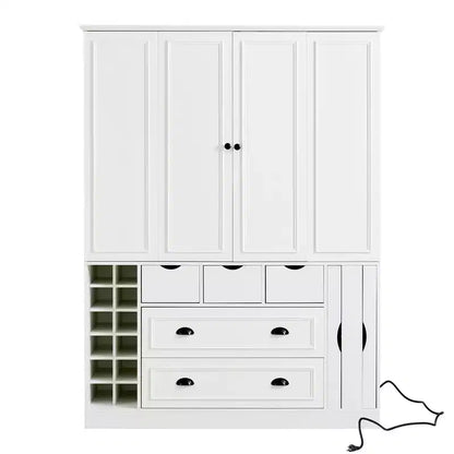 Garde-manger de cuisine autoportant de 180 cm de haut, grand buffet de salle à manger avec 4 portes pliantes, étagères – Sanzelize Design