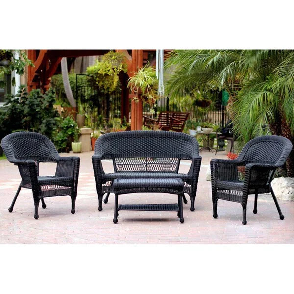Salon de conversation 4 pièces en osier pour terrasse – Sanzelize Design