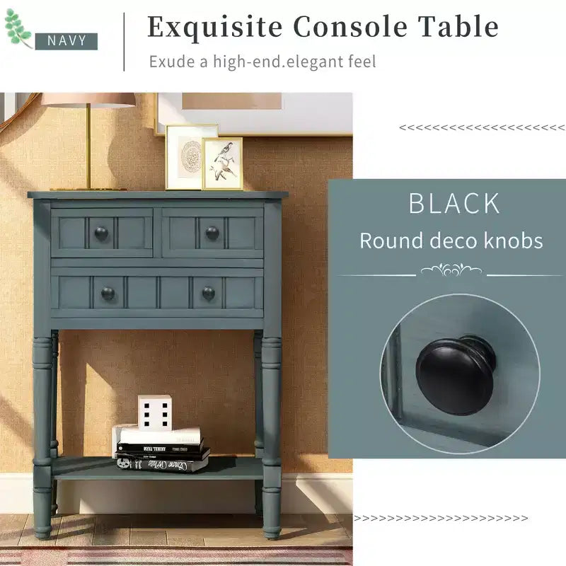 Console étroite de 60 cm avec 3 tiroirs et étagère, table d'appoint pour petite entrée ou salon – Sanzelize Design