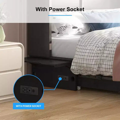 Lit escamotable Murphy 152 x 203 cm, lit coffre Cube avec station de charge et espace de rangement – Sanzelize Design