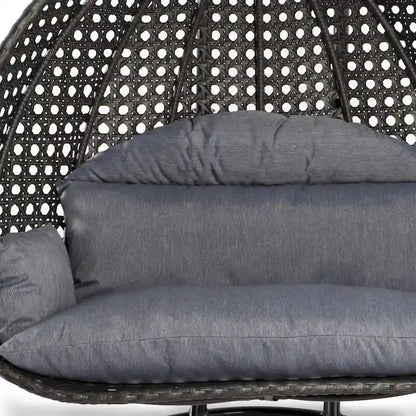 Fauteuil suspendu œuf 2 places avec support - Balançoire / hamac de jardin en rotin osier pour extérieur/intérieur avec – Sanzelize Design