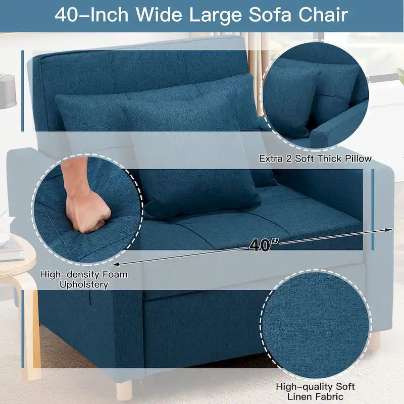 Fauteuil convertible 3-en-1, plusieurs coloris, une place – Sanzelize Design