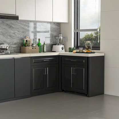 Meuble d'angle de cuisine efficace, îlot de cuisine en L: Grand espace de rangement avec tiroirs à glissière fluide – Sanzelize Design