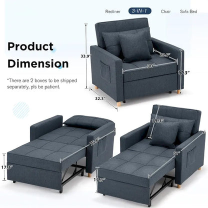 Fauteuil convertible 3-en-1, plusieurs coloris, une place – Sanzelize Design