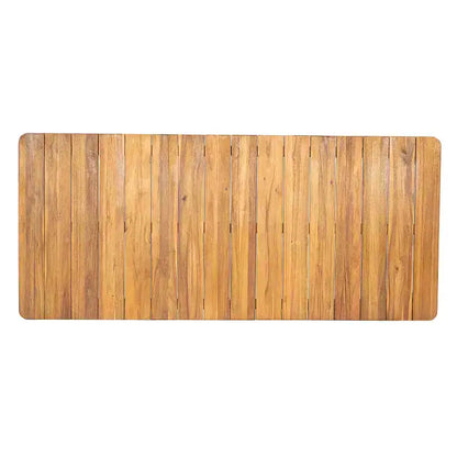 Ensemble de salle à manger d'extérieur rustique Irene 9 pièces en bois d'acacia avec chaises à dossier incurvé et – Sanzelize Design