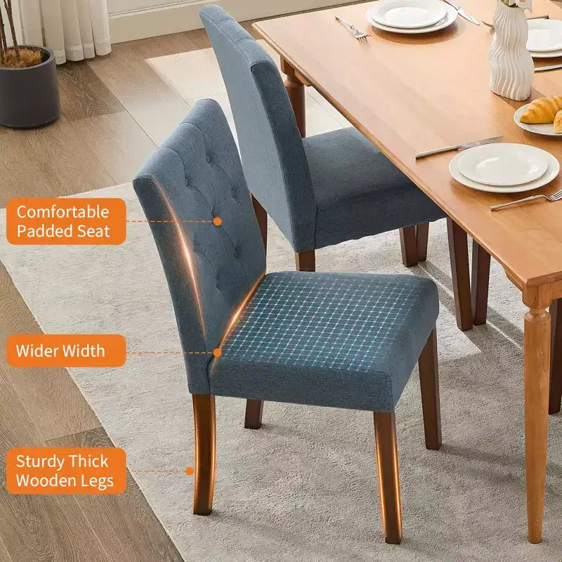 Lot de 6 / 4 chaises de salle à manger Parsons capitonnées - Chaises de cuisine en tissu rembourrées avec pieds en bois – Sanzelize Design