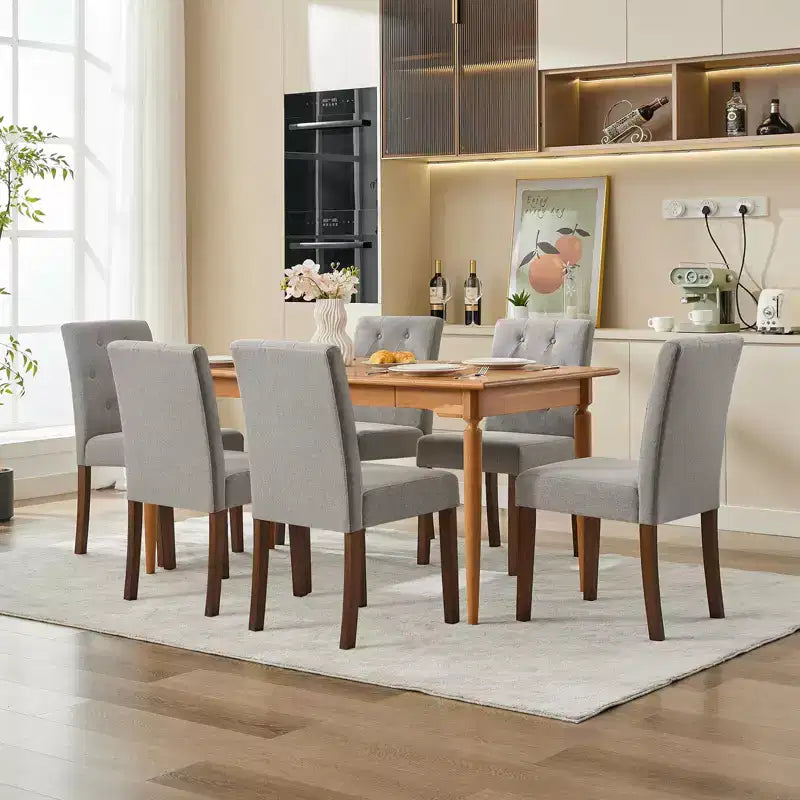 Lot de 6 / 4 chaises de salle à manger Parsons capitonnées - Chaises de cuisine en tissu rembourrées avec pieds en bois – Sanzelize Design
