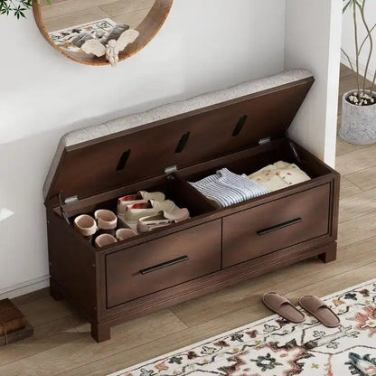 Banc à chaussures avec coussin amovible et rangement dissimulé pour l'entrée et le salon – Sanzelize Design