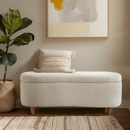 Banc de rangement rabattable Bailey Taupe Boucle – Sanzelize Design