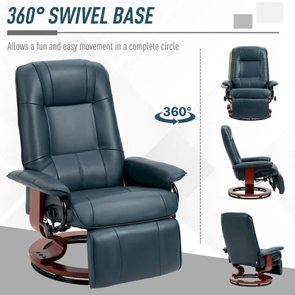 Fauteuil inclinable manuel pivotant en similicuir avec repose-pieds confortable et relaxant – Sanzelize Design