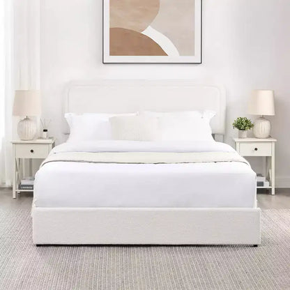 Lit 152 x 203 cm Moderne Rembourré en Boucle avec Tiroirs de Rangement – Sanzelize Design