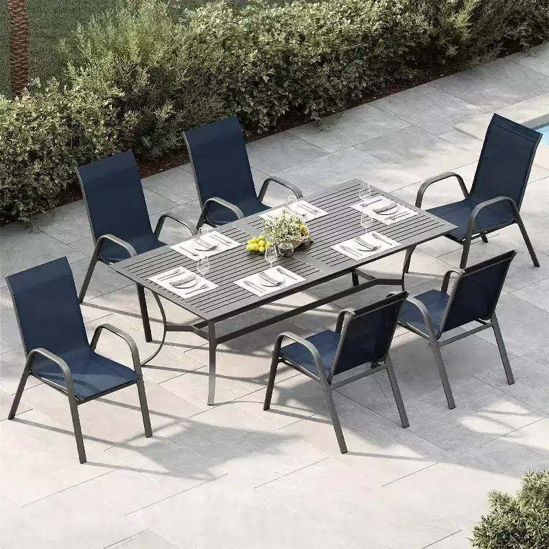 Chaises de jardin, Lot de 4/6 chaises de salle à manger empilables d'extérieur en textilène léger résistant aux – Sanzelize Design