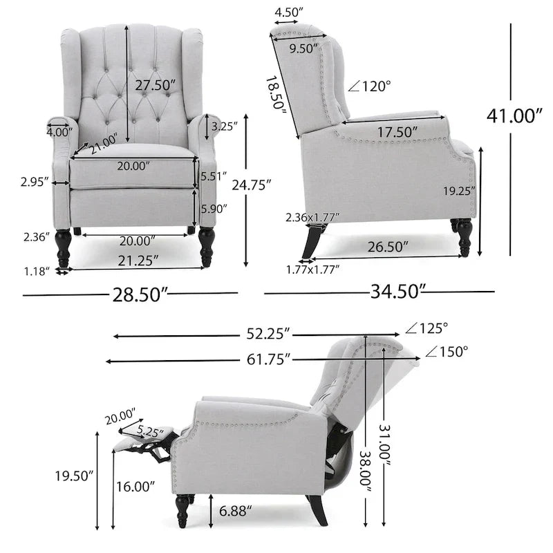 Fauteuils inclinables en tissu touffeté Walter (lot de 2) – Sanzelize Design
