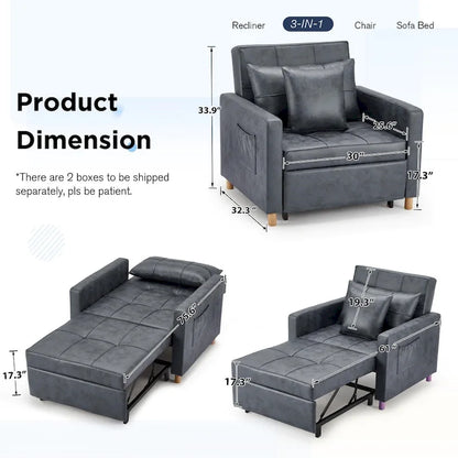Fauteuil convertible 3-en-1, plusieurs coloris, une place – Sanzelize Design