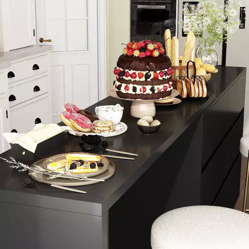 Desserte de buffet intelligente rotative/extensible avec 6 tiroirs, plan de travail étendu, tapis antidérapant – Sanzelize Design