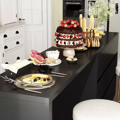 Desserte de buffet intelligente rotative/extensible avec 6 tiroirs, plan de travail étendu, tapis antidérapant – Sanzelize Design