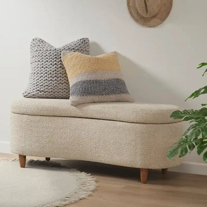 Banc de rangement rabattable Bailey Taupe Boucle – Sanzelize Design