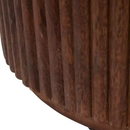 Table d'appoint décorative en bois nervuré avec plateau en marbre et rangement – Sanzelize Design