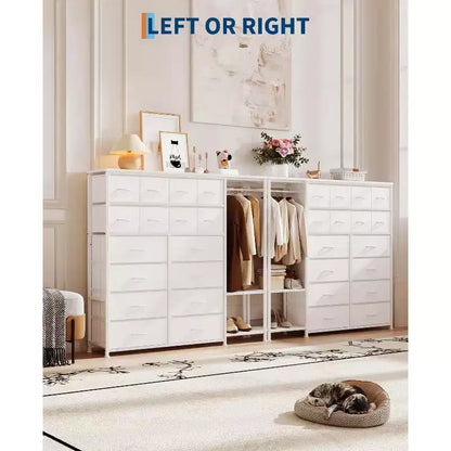 Commode de rangement avec 16 tiroirs, tringle à vêtements et étagères – Sanzelize Design