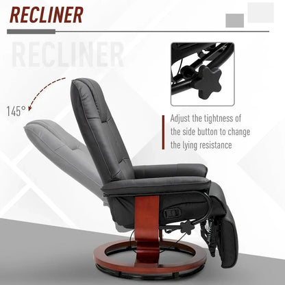 Fauteuil inclinable manuel pivotant en similicuir avec repose-pieds confortable et relaxant – Sanzelize Design