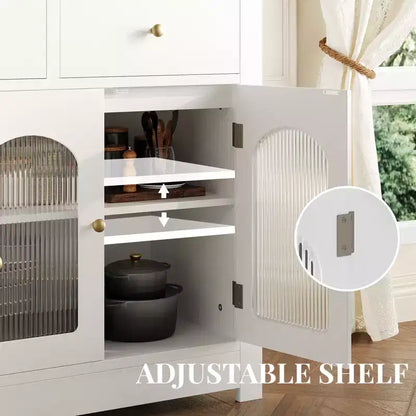 Buffet étroit de 140 cm avec 3 tiroirs et 4 portes pour cuisine, salle à manger, salon – Sanzelize Design