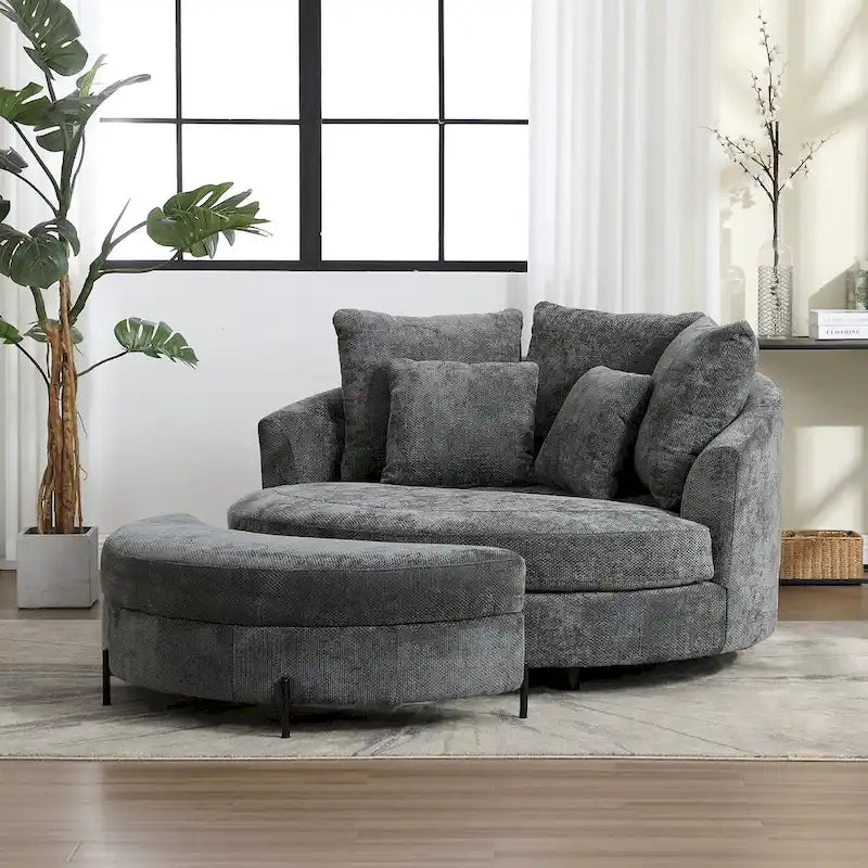 Fauteuil Moderne Rond Avec 5 Coussins Et Pouf Optionnel – Sanzelize Design