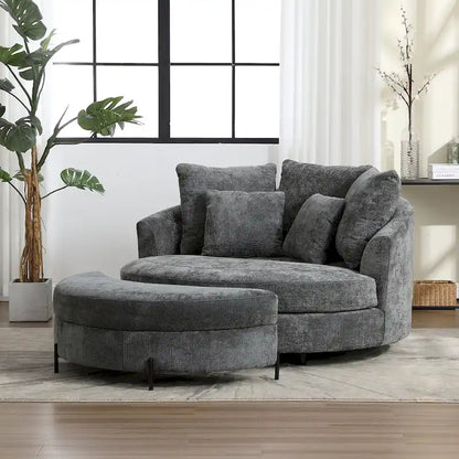 Fauteuil Moderne Rond Avec 5 Coussins Et Pouf Optionnel – Sanzelize Design