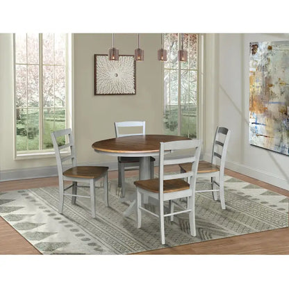 Table à manger ronde extensible 91,4 cm avec 4 chaises Madrid – Sanzelize Design