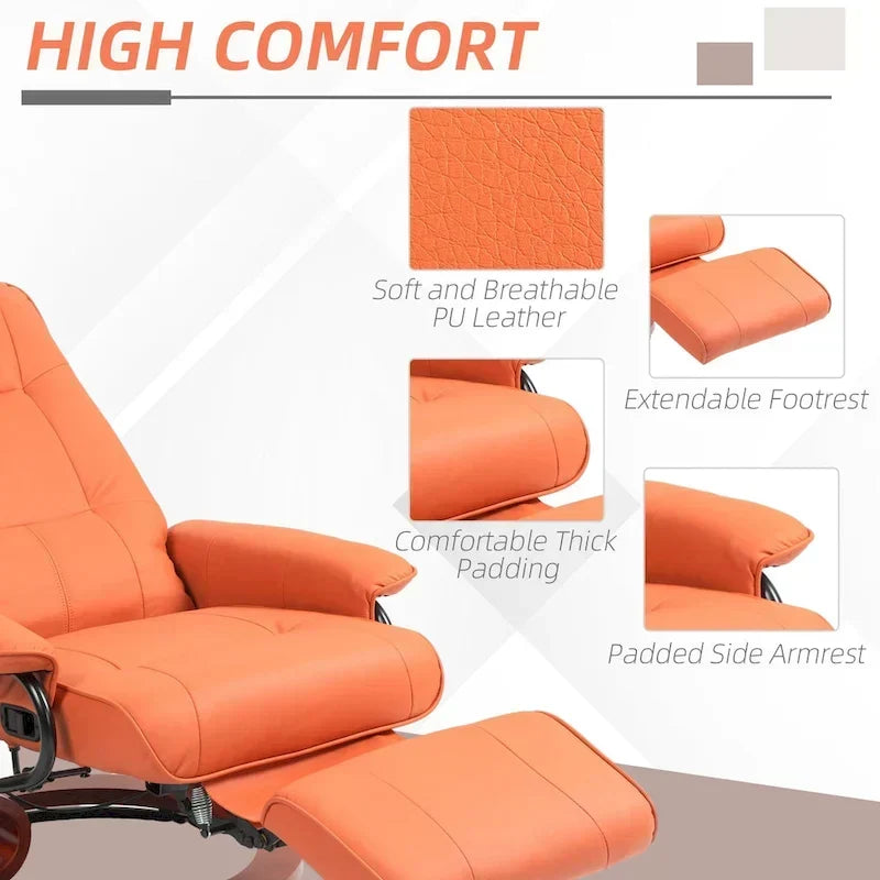 Fauteuil inclinable manuel pivotant en similicuir avec repose-pieds confortable et relaxant – Sanzelize Design