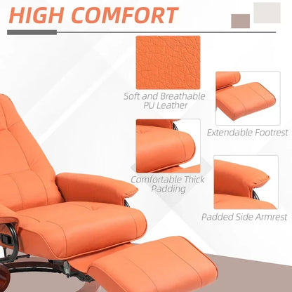 Fauteuil inclinable manuel pivotant en similicuir avec repose-pieds confortable et relaxant – Sanzelize Design