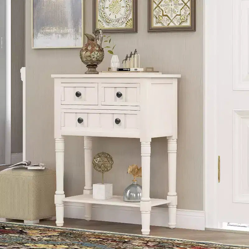 Console étroite de 60 cm avec 3 tiroirs et étagère, table d'appoint pour petite entrée ou salon – Sanzelize Design