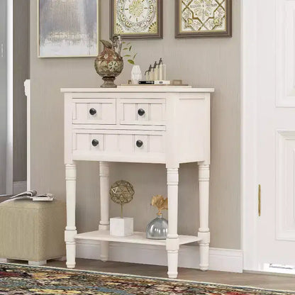 Console étroite de 60 cm avec 3 tiroirs et étagère, table d'appoint pour petite entrée ou salon – Sanzelize Design