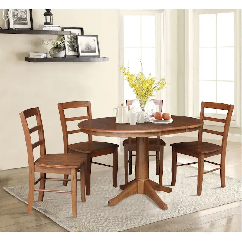 Table à manger ronde extensible 91,4 cm avec 4 chaises Madrid – Sanzelize Design