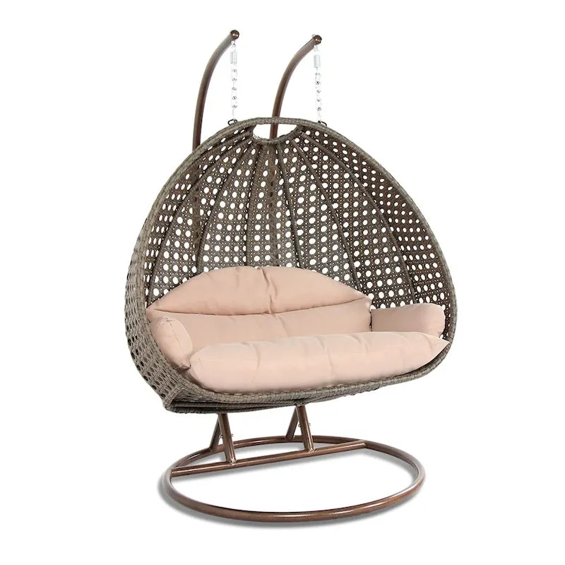Fauteuil suspendu œuf 2 places avec support - Balançoire / hamac de jardin en rotin osier pour extérieur/intérieur avec – Sanzelize Design