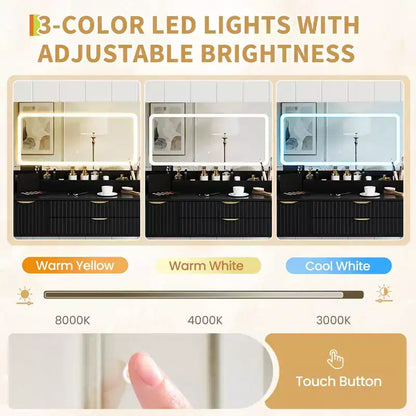 Coiffeuse avec miroir et lumières, miroir lumineux à LED, tiroirs de rangement spacieux pour produits cosmétiques et – Sanzelize Design
