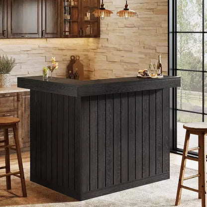 Bar de salon en L, bar à liqueurs d'angle à 4 niveaux avec étagères de rangement et porte-verres à vin pour pub à – Sanzelize Design