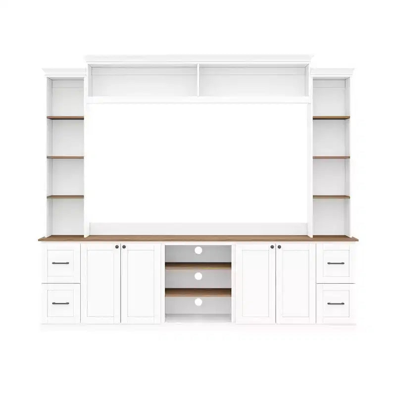 Meuble TV mural 4-en-1 de style campagnard, convient aux téléviseurs jusqu'à 178 cm – Sanzelize Design